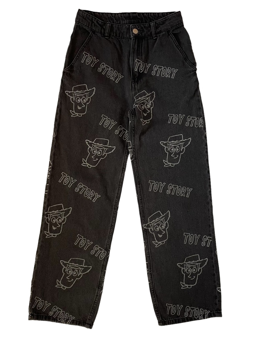 H&M Divided Disney x Pixar Toy Story Woody Graphic Jeans Black Baggy High-Rise